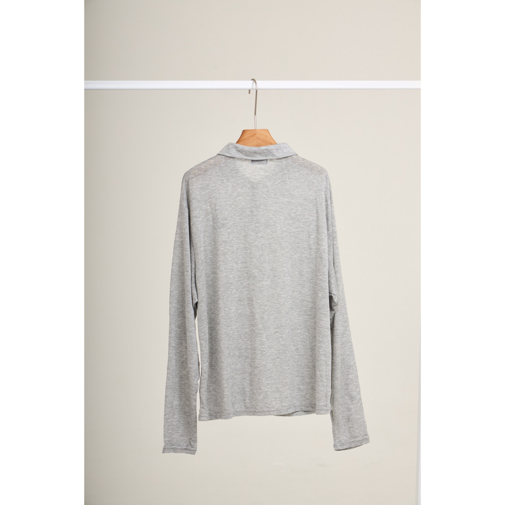 Long Sleeve Polo & Shorts Set  – Light Grey