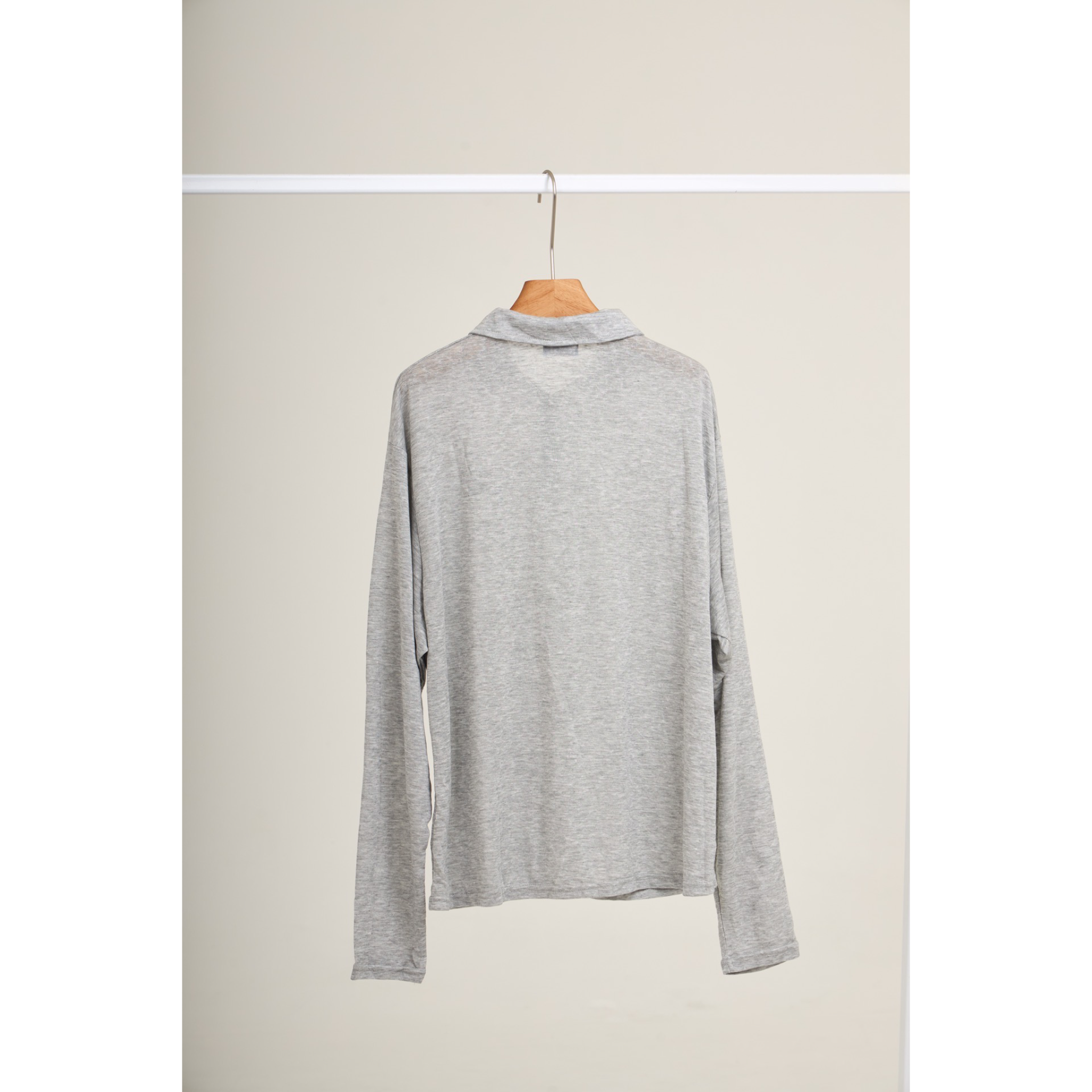 Long Sleeve Polo & Shorts Set  – Light Grey