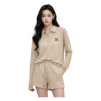 Long Sleeve Polo & Shorts Set  – Brown