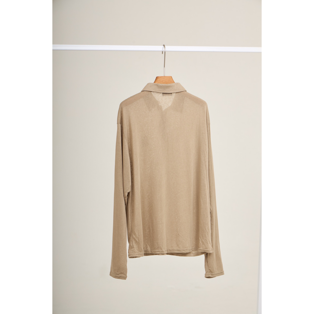 Long Sleeve Polo & Shorts Set  – Brown