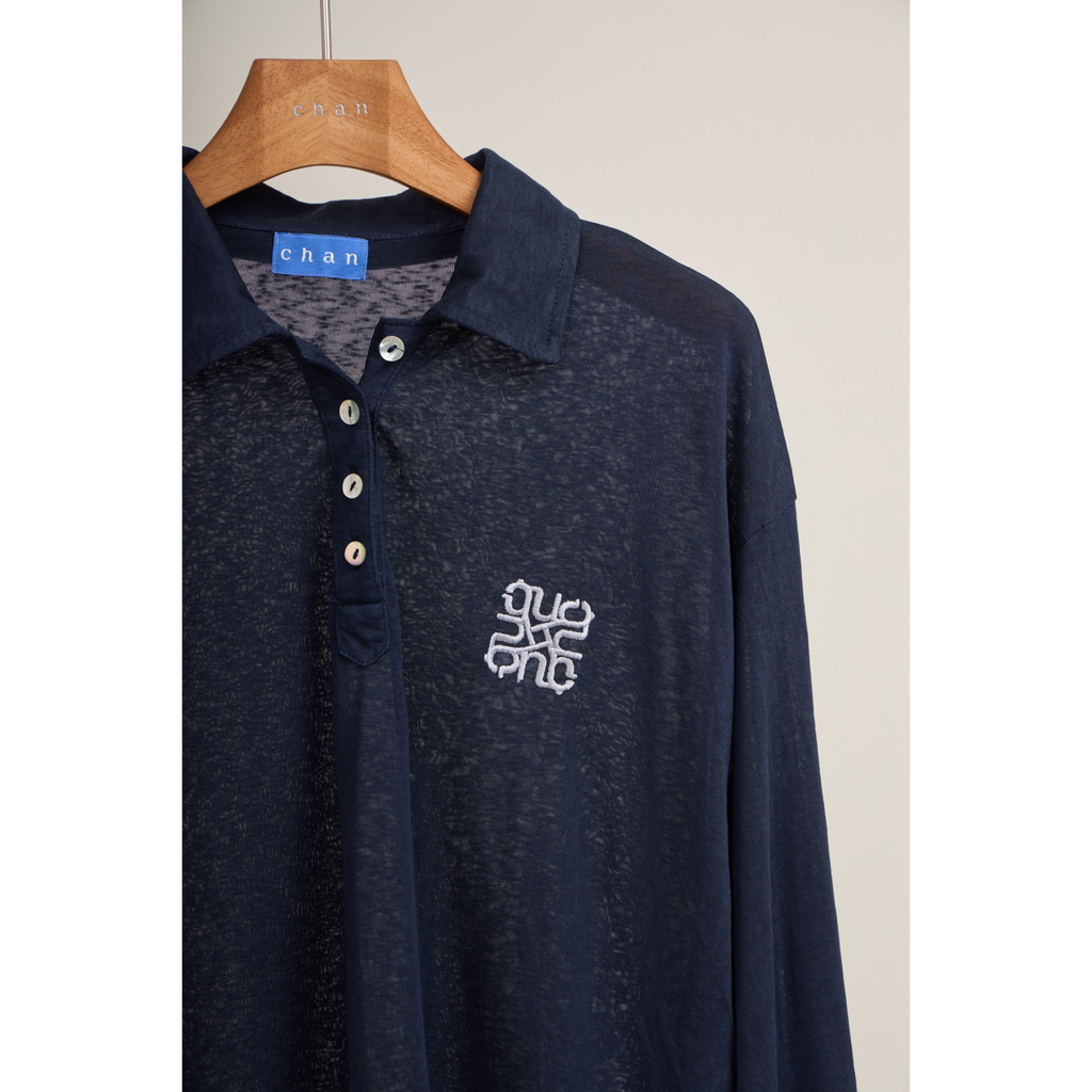 Long Sleeve Polo & Shorts Set  – Navy