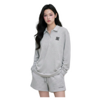 Long Sleeve Polo & Shorts Set  – Light Grey