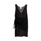 V-Neck Sheer Sash Mini Dress – Black