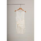 V-Neck Sheer Sash Mini Dress – White