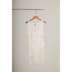 V-Neck Sheer Sash Mini Dress – White