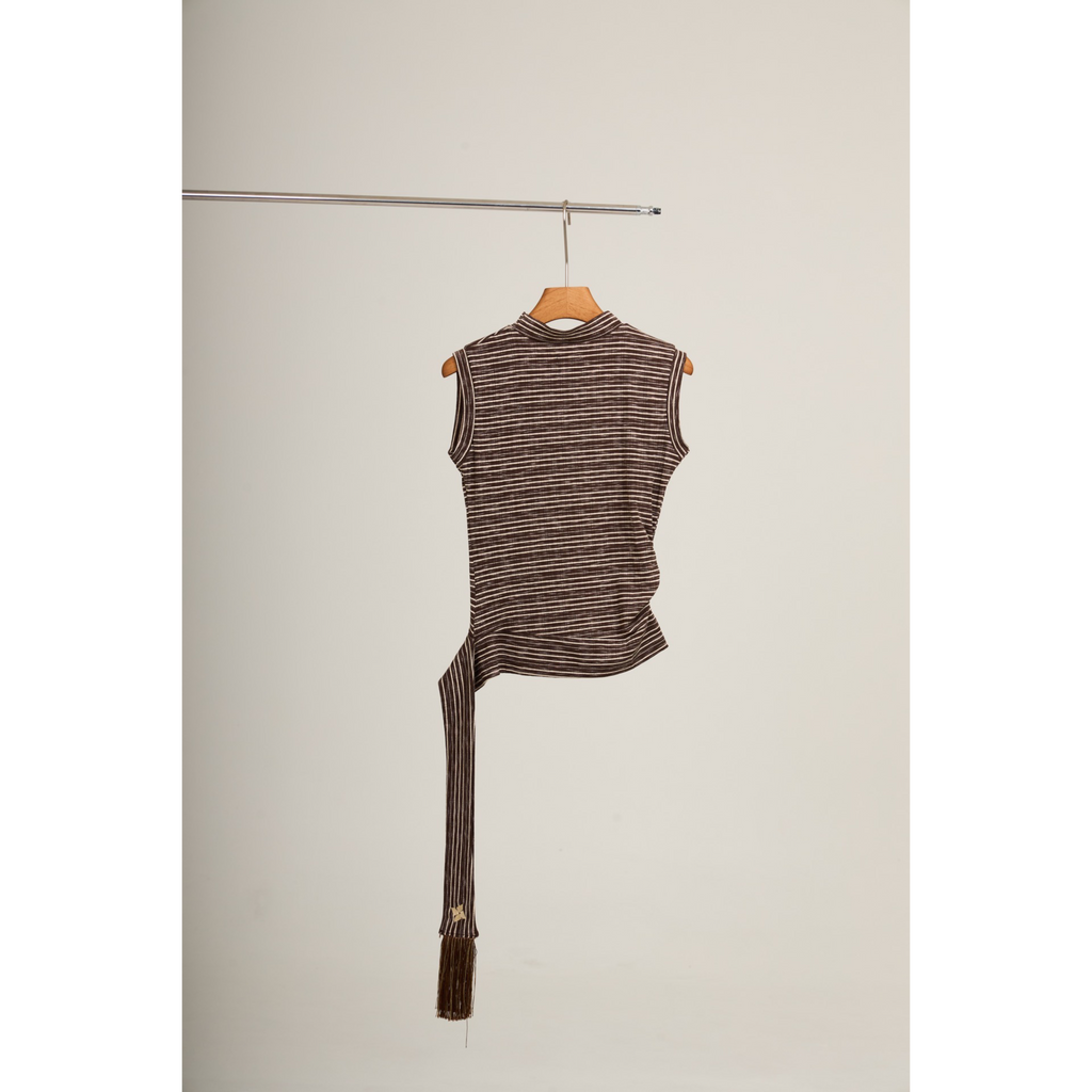 Ribbed Striped Top – Brown