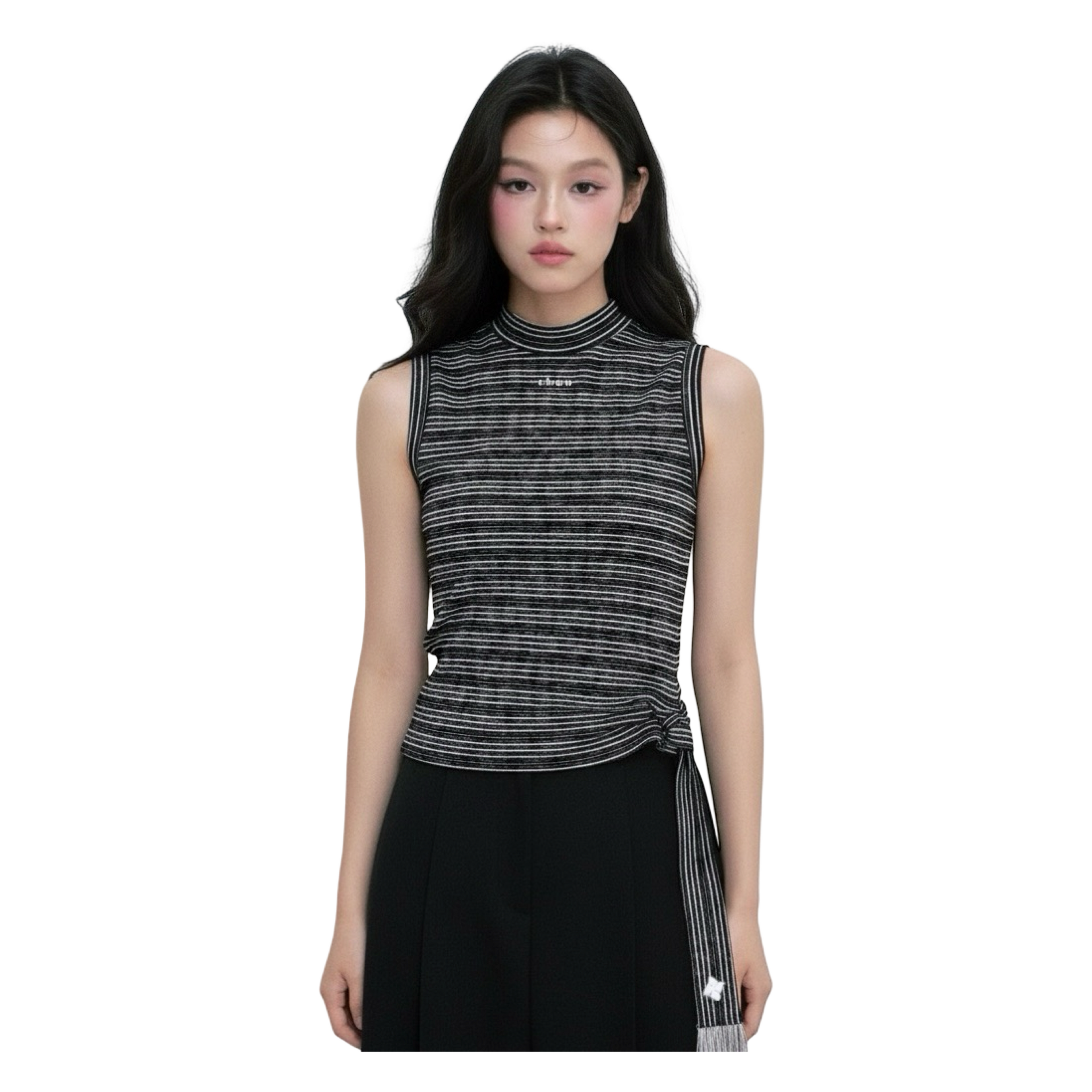 Ribbed Striped Top – Black