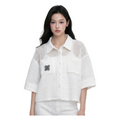 Knit Panel Crop Shirt – White