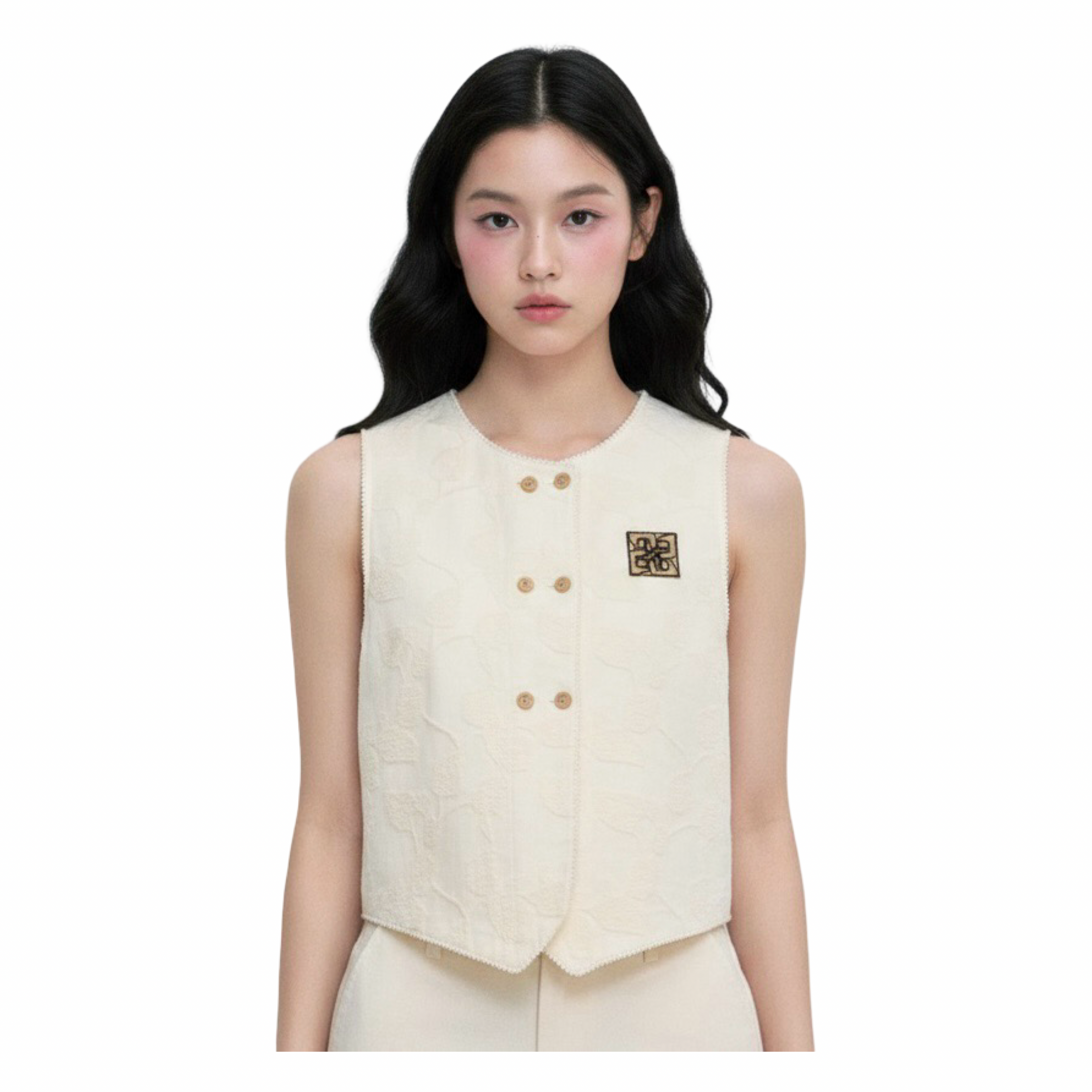 Embossed Sleeveless Vest – Black