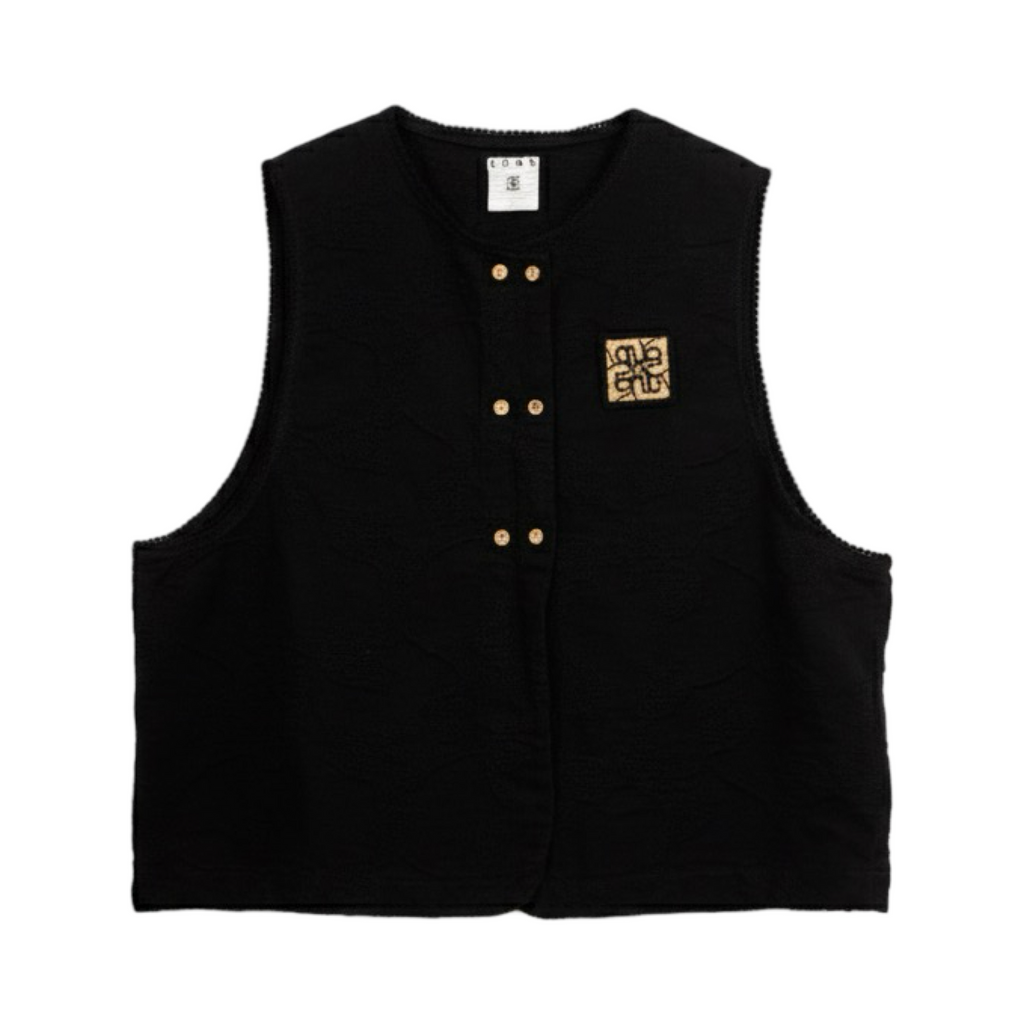 Embossed Sleeveless Vest – Beige