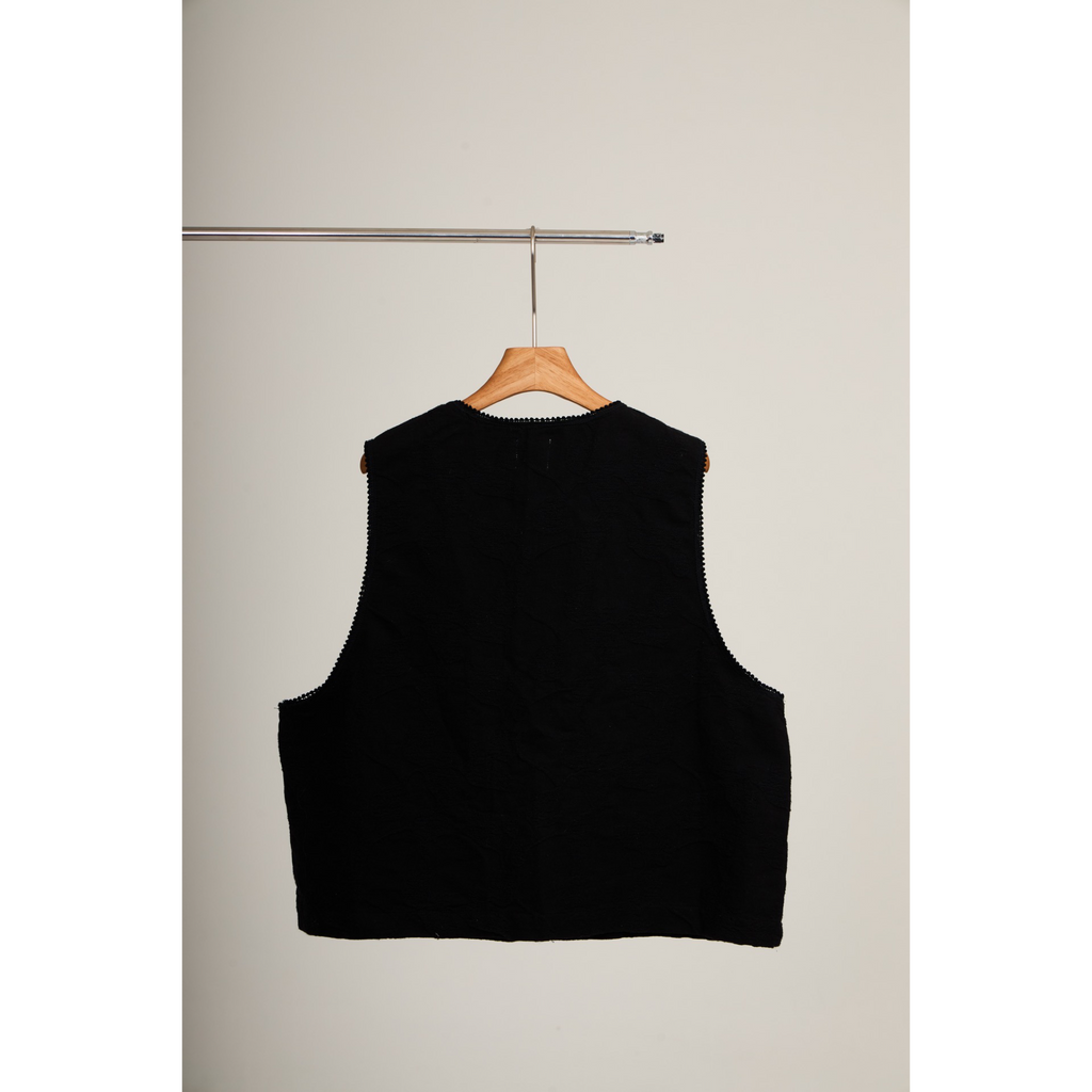 Embossed Sleeveless Vest – Beige