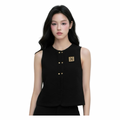 Embossed Sleeveless Vest – Beige