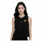 Embossed Sleeveless Vest – Beige