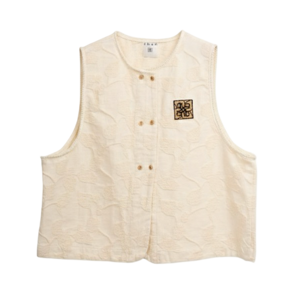 Embossed Sleeveless Vest – Black