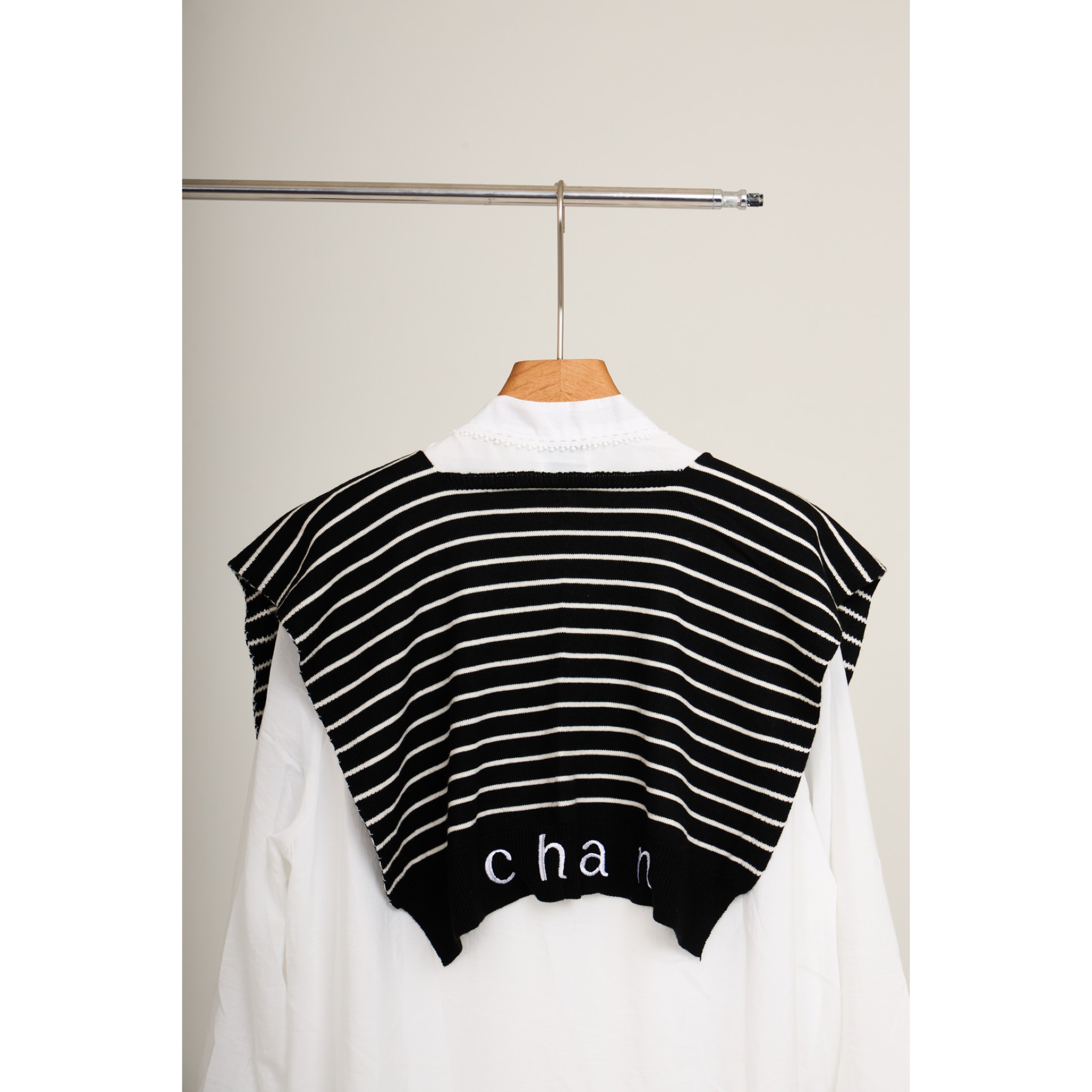 Striped Shawl Collar Tunic Dress – White Black