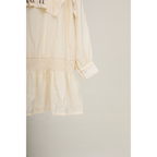 Striped Shawl Collar Tunic Dress – Beige
