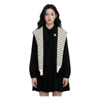 Striped Shawl Collar Tunic Dress – Black White