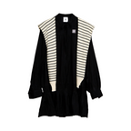 Striped Shawl Collar Tunic Dress – Black White