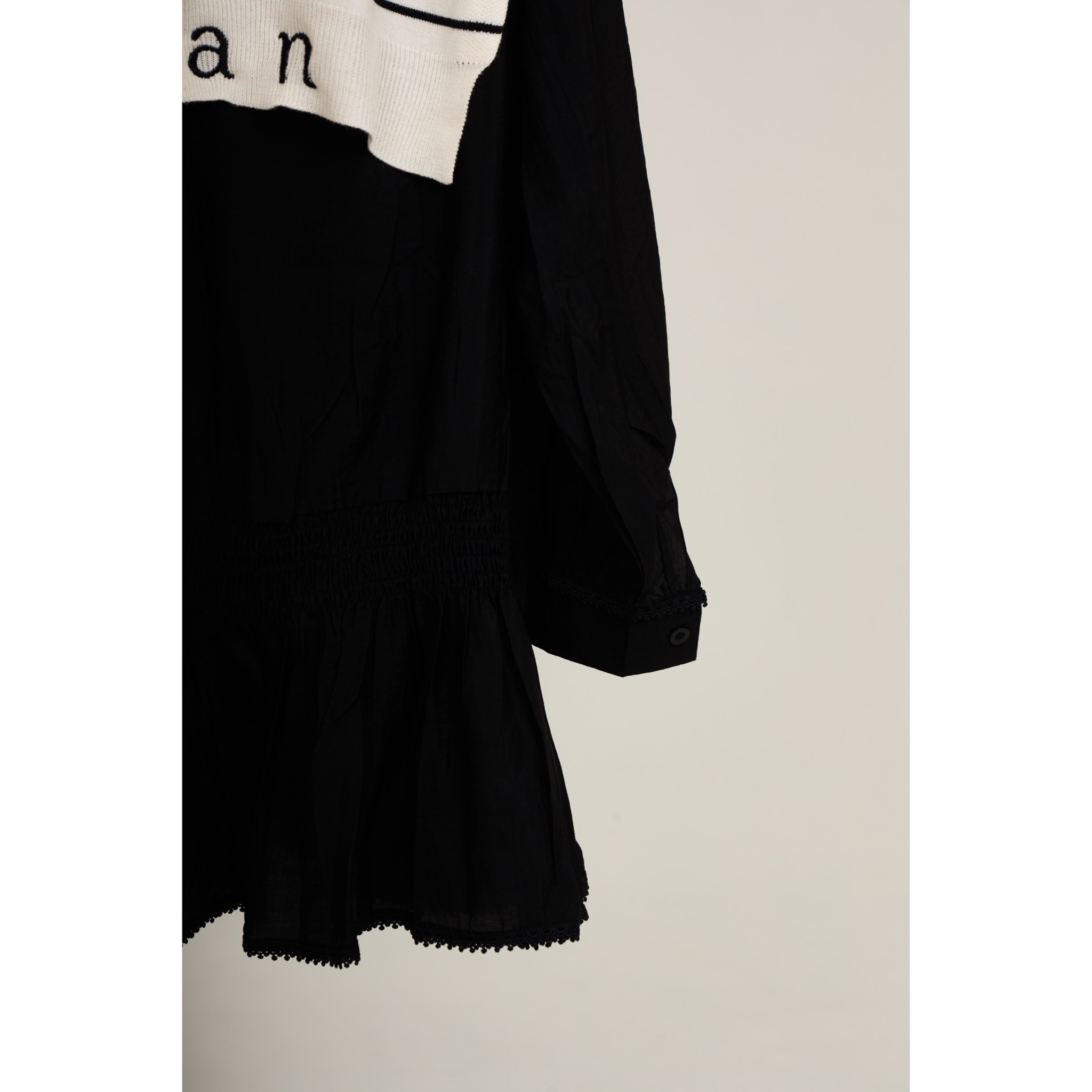 Striped Shawl Collar Tunic Dress – Black White