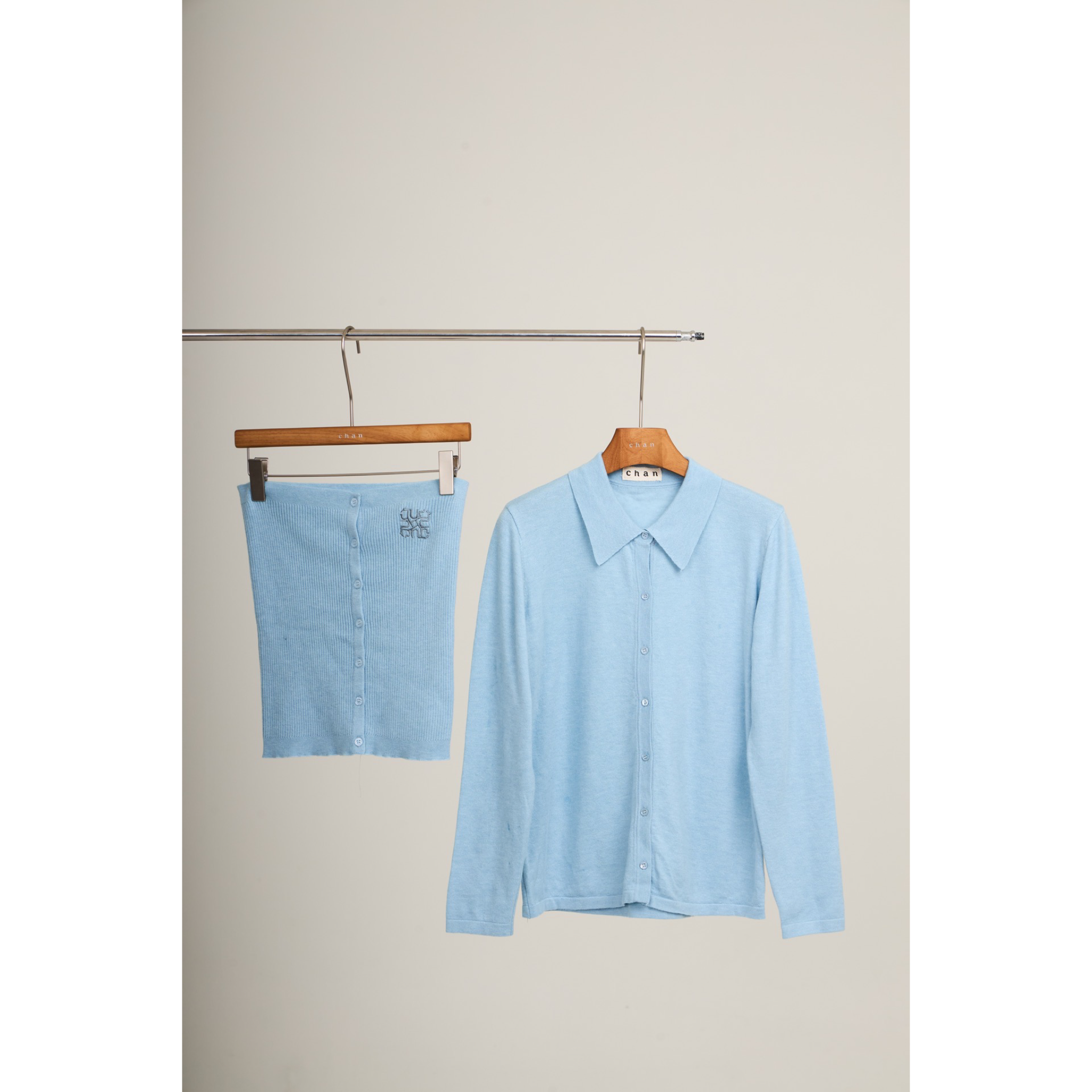Ribbed Knit Shirt – Blue