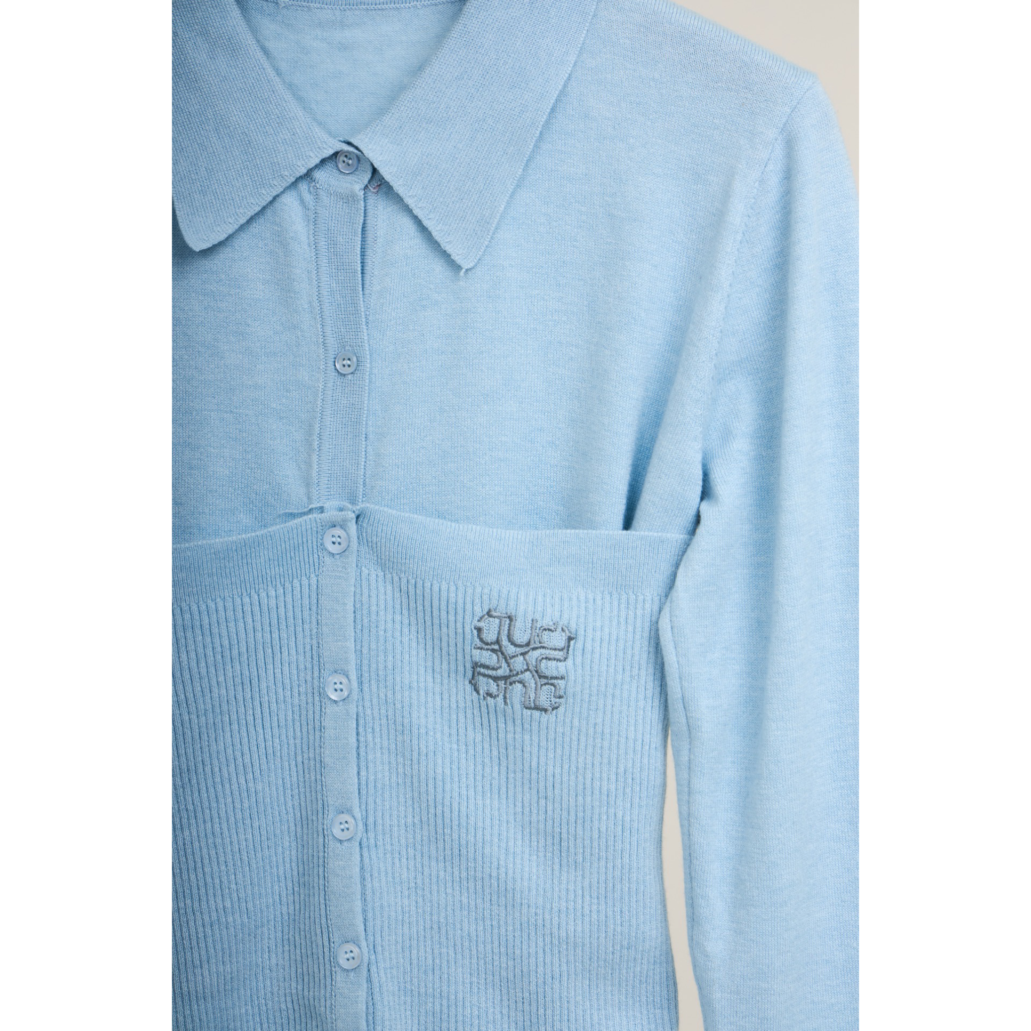 Ribbed Knit Shirt – Blue