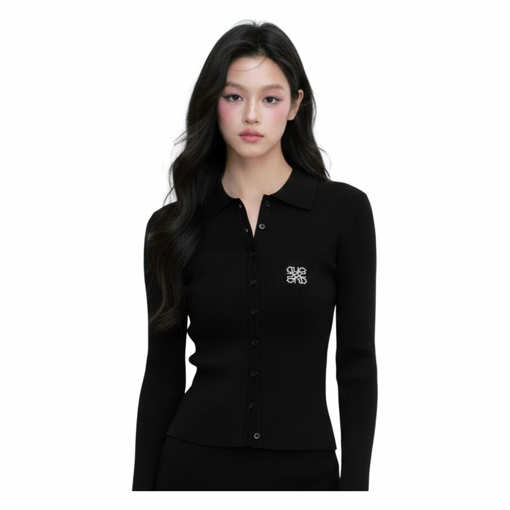 Ribbed Knit Shirt – Black