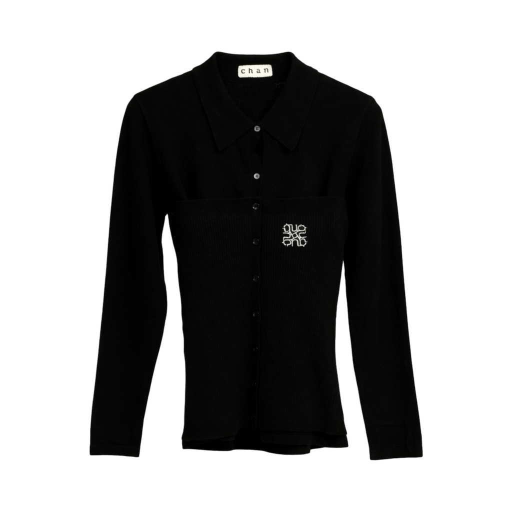 Ribbed Knit Shirt – Black