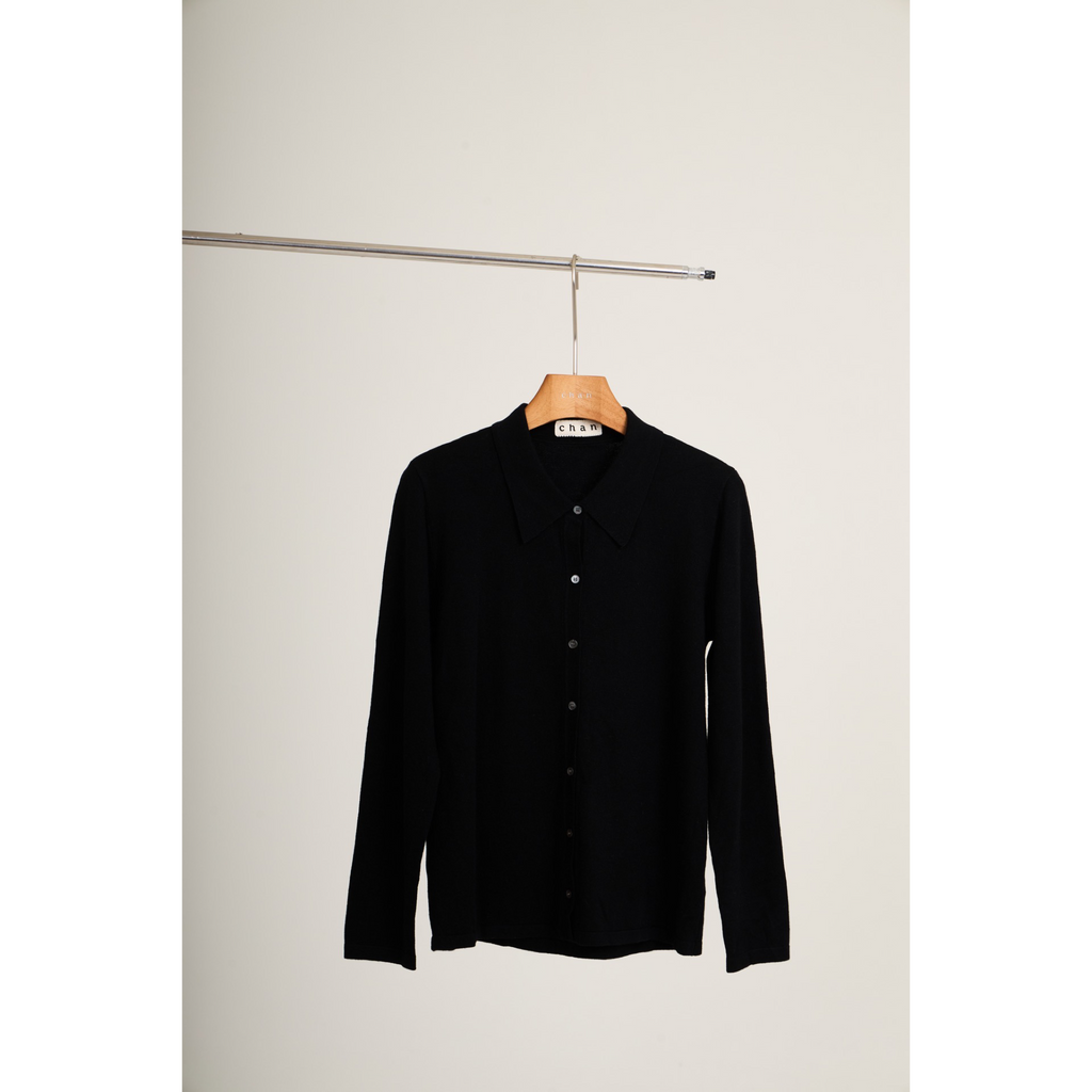 Ribbed Knit Shirt – Black