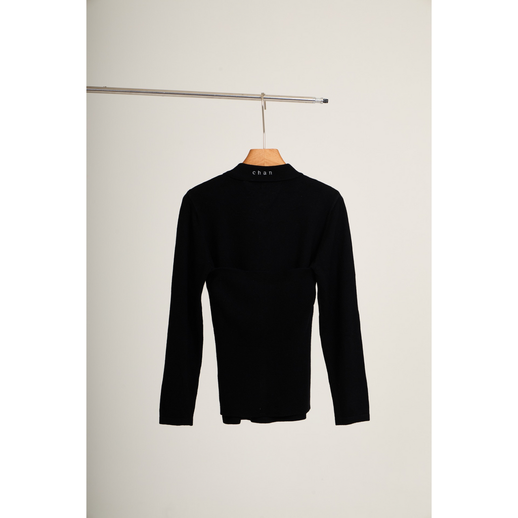 Ribbed Knit Shirt – Black
