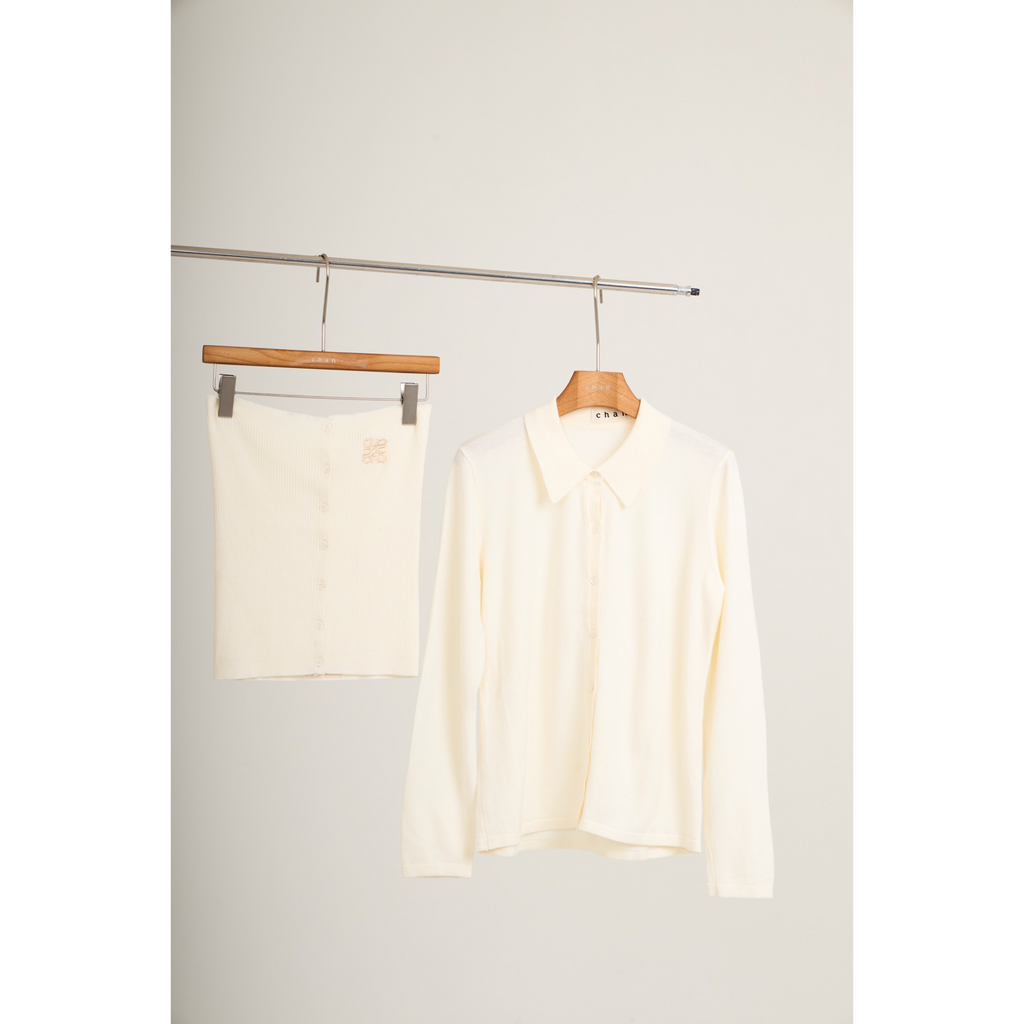 Ribbed Knit Shirt – White