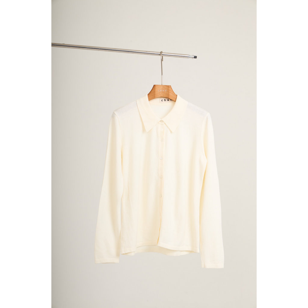 Ribbed Knit Shirt – White