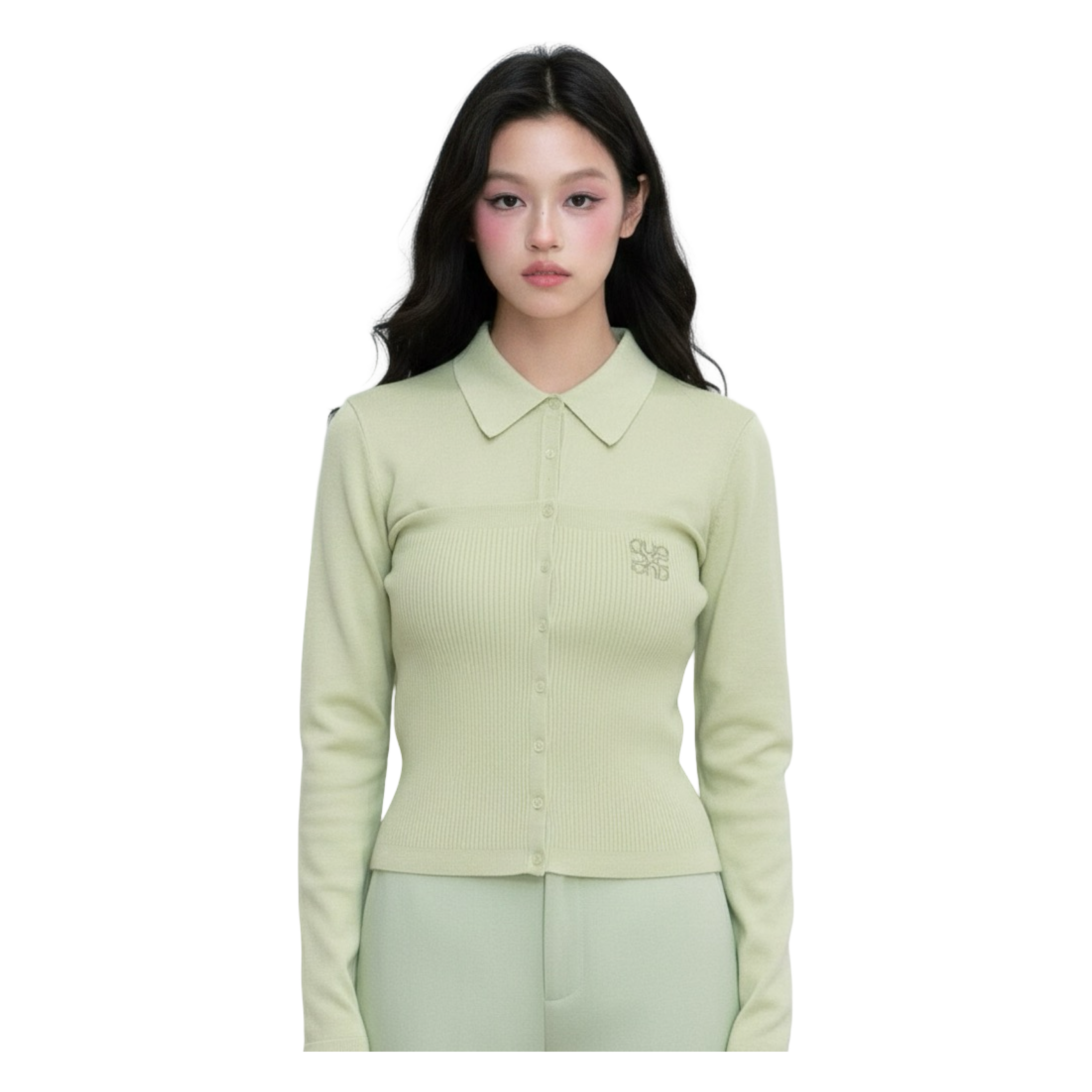 Ribbed Knit Shirt – Sage Green