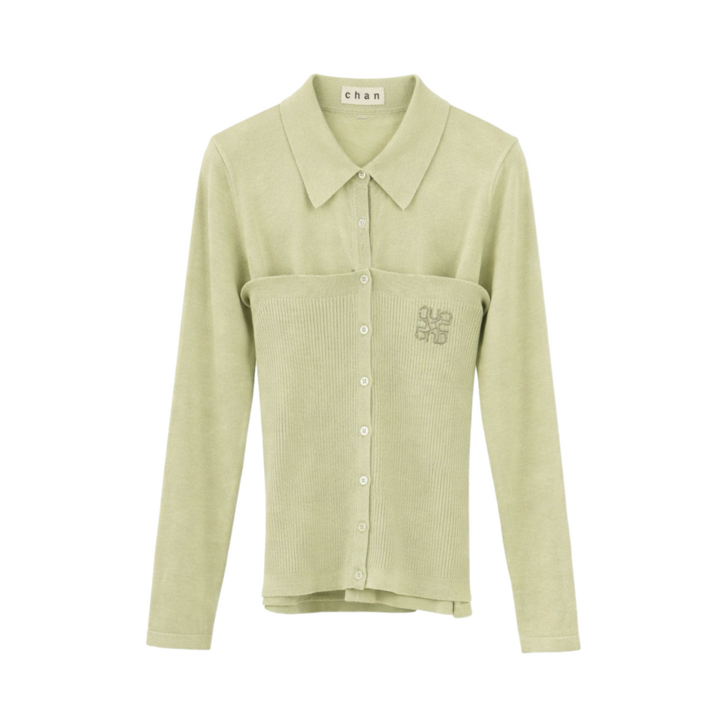 Ribbed Knit Shirt – Sage Green