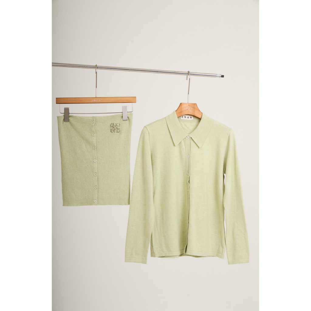 Ribbed Knit Shirt – Sage Green