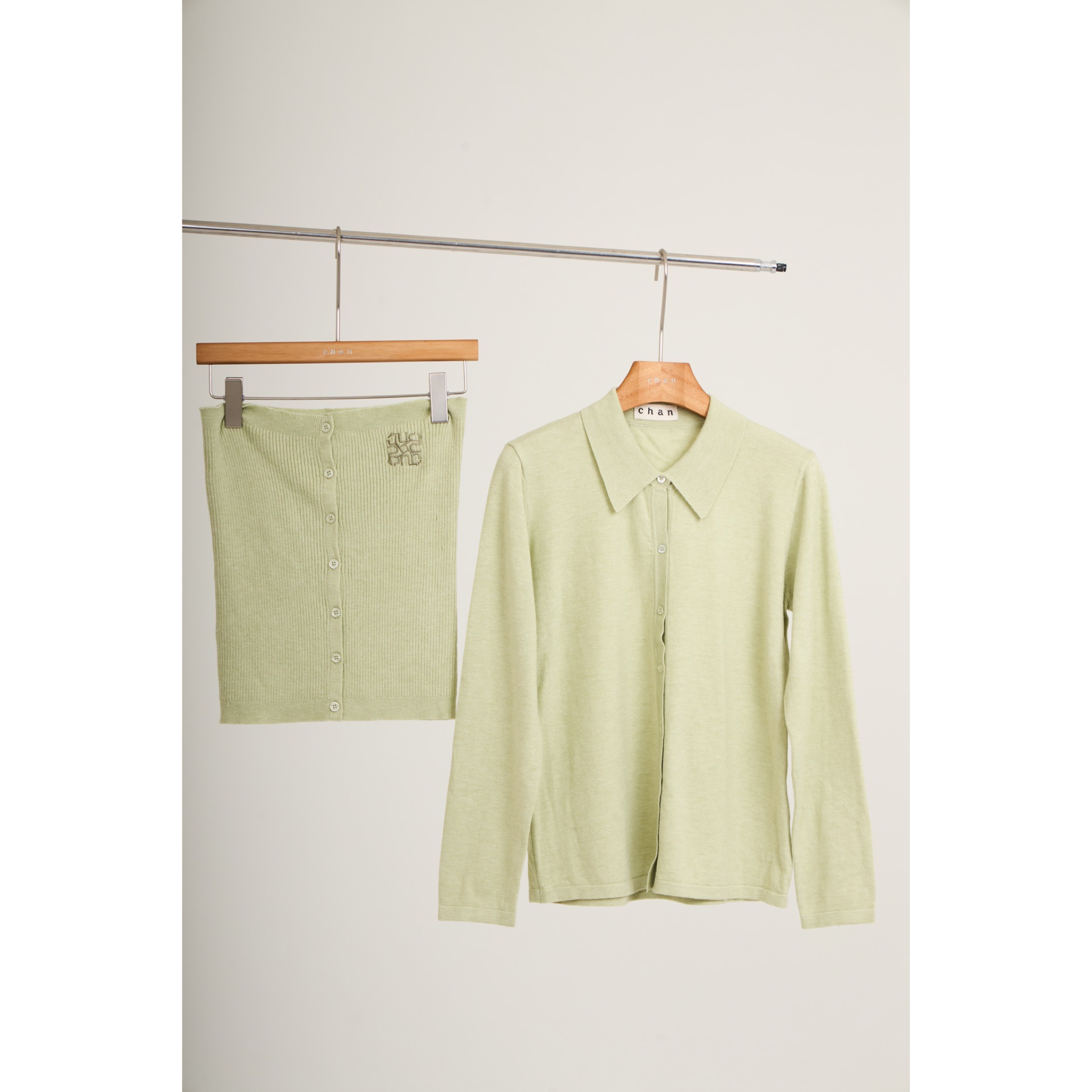 Ribbed Knit Shirt – Sage Green