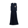 Cropped Vest & Wide-Leg Pants Set – Denim