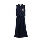 Cropped Vest & Wide-Leg Pants Set – Denim