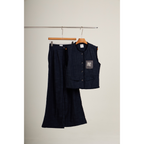 Cropped Vest & Wide-Leg Pants Set – Denim
