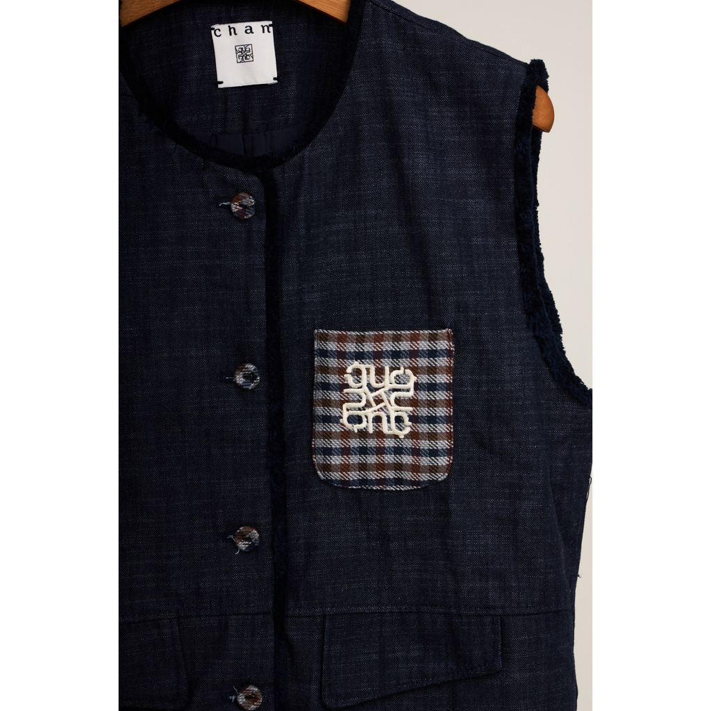 Cropped Vest & Wide-Leg Pants Set – Denim