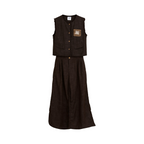 Cropped Vest & Wide-Leg Pants Set – Brown