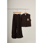 Cropped Vest & Wide-Leg Pants Set – Brown