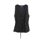 Knit V-Neck Tie Vest – Charcoal