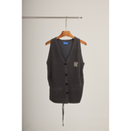 Knit V-Neck Tie Vest – Charcoal