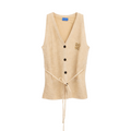 Knit V-Neck Tie Vest – Beige