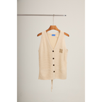 Knit V-Neck Tie Vest – Beige