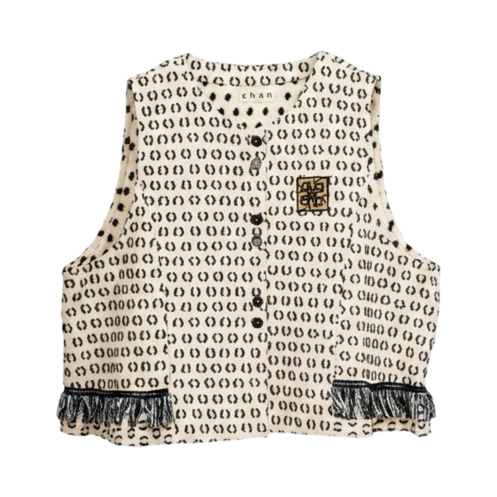 Fringe Vest – White Animal Print