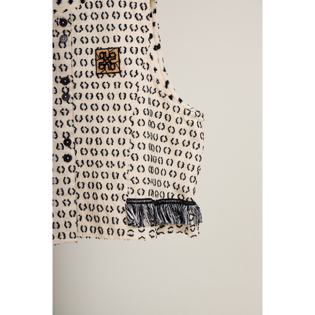 Fringe Vest – White Animal Print