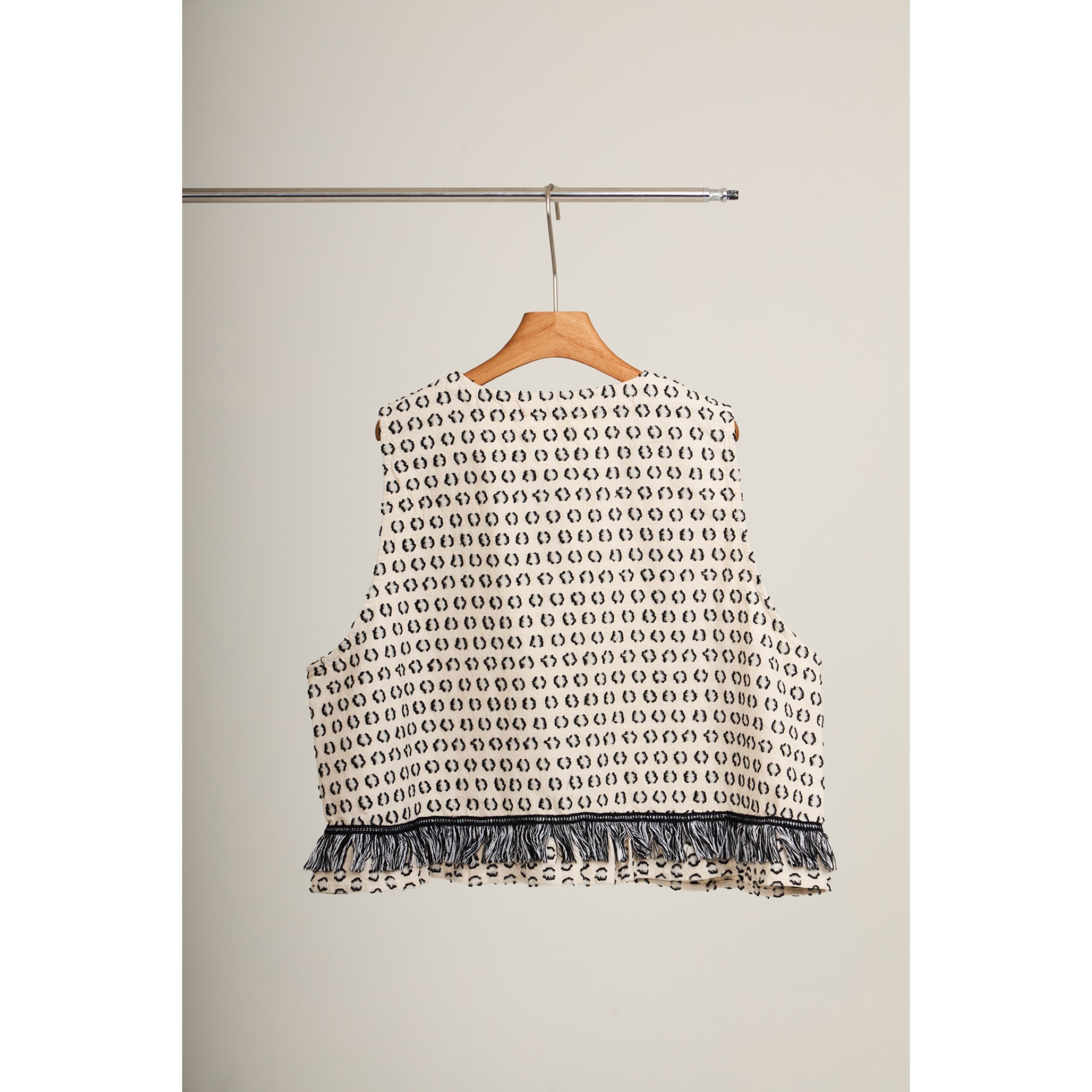 Fringe Vest – White Animal Print