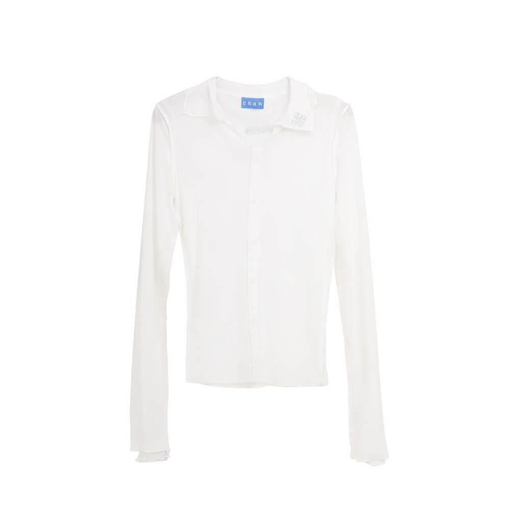Double-Layer Sheer Shirt  – White
