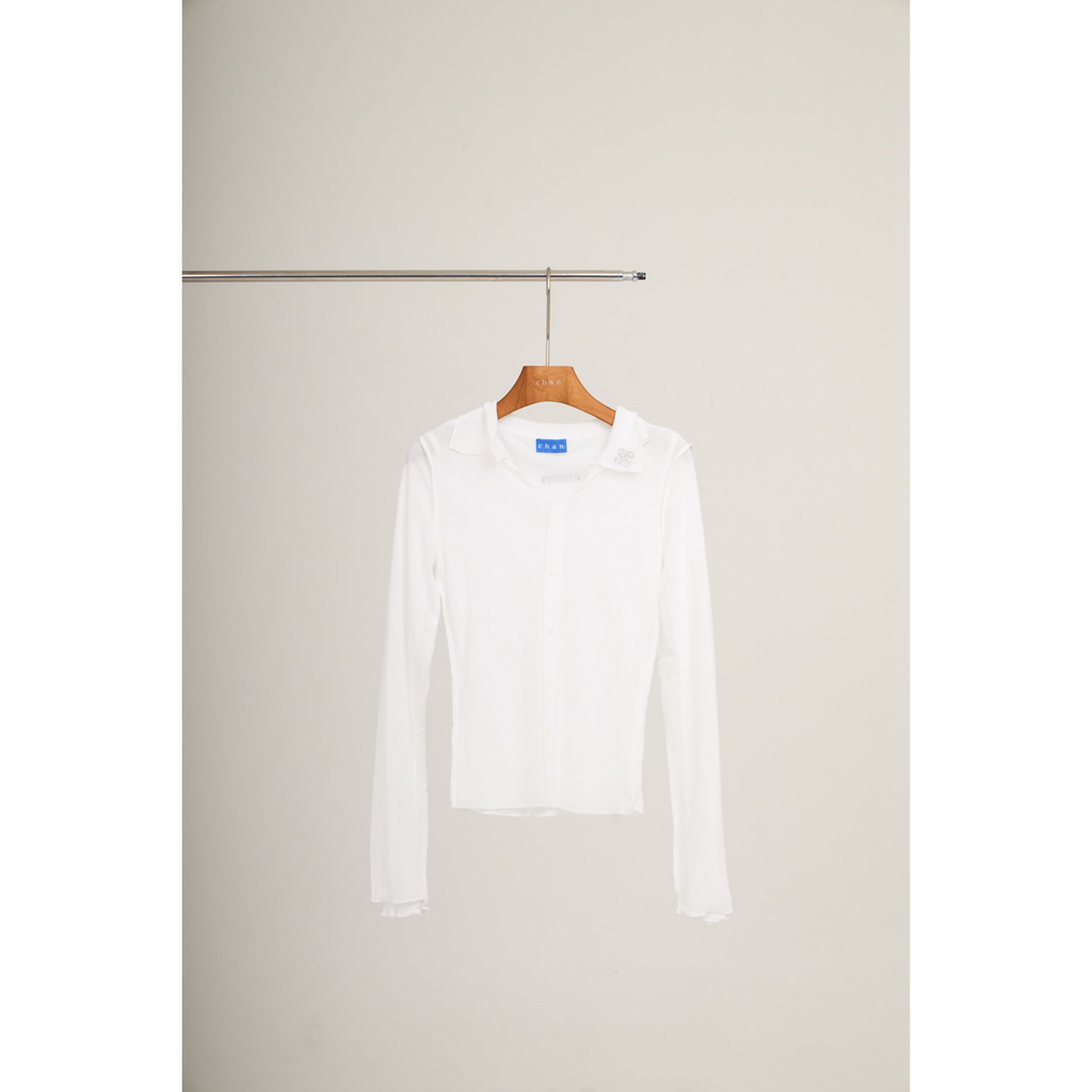 Double-Layer Sheer Shirt  – White